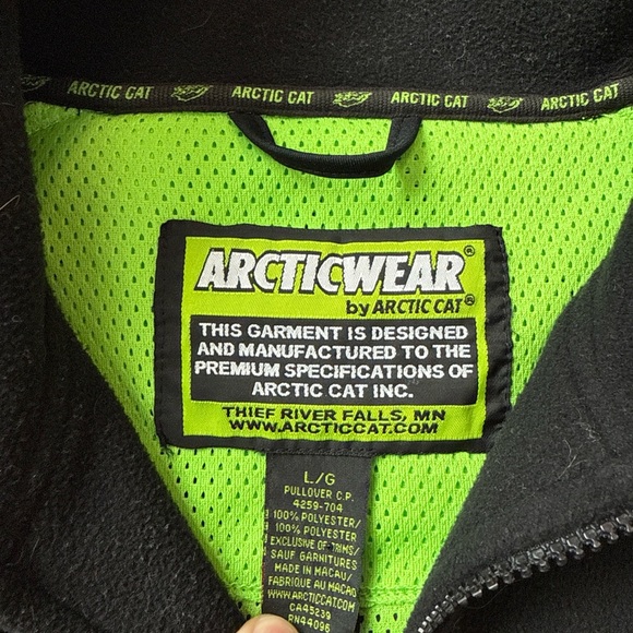 Arctic Cat Wear Fleece Jacket Mens Large Black Onyx 1/4 Zip Sweater Pullover - Picture 3 of 16